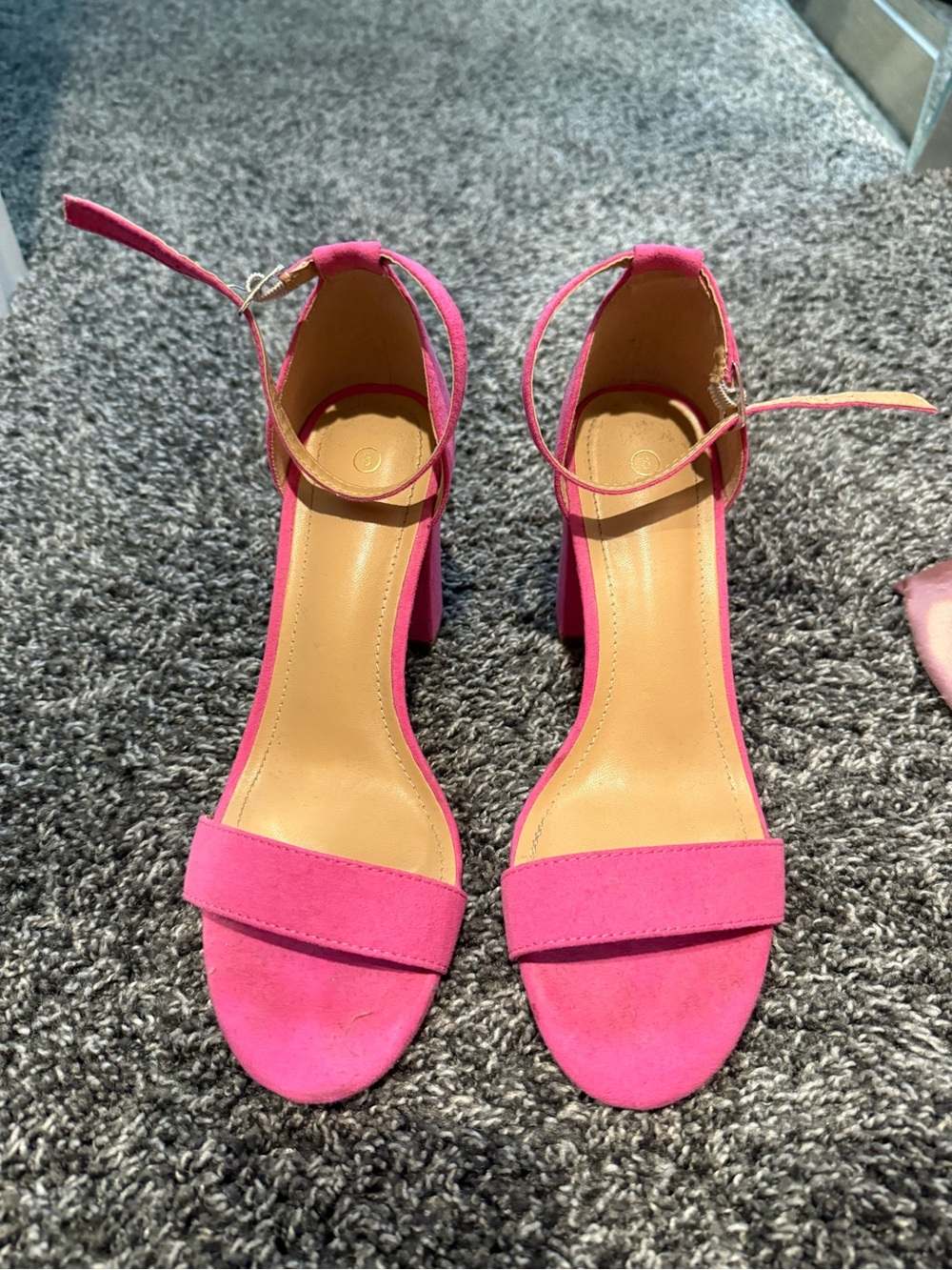 Women’s Open-Toe Ankle Strap Block Heel Sandals - Hot Pink